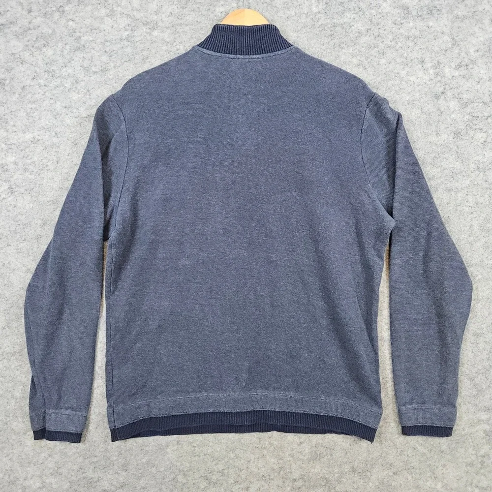 Banana Republic Men's 1/4‎ Quarter Zip Sweater Size M Blue 100% Cotton Preppy